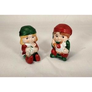 VTG Avon Claus & Company Porcelain Elves Salt & Pepper Shakers Santas Helpers